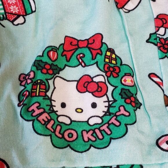 POSH PEANUT Hello Kitty Wreath Christmas Pajamas Size 5T-6T NEW NWT Mint Green - Picture 3 of 9